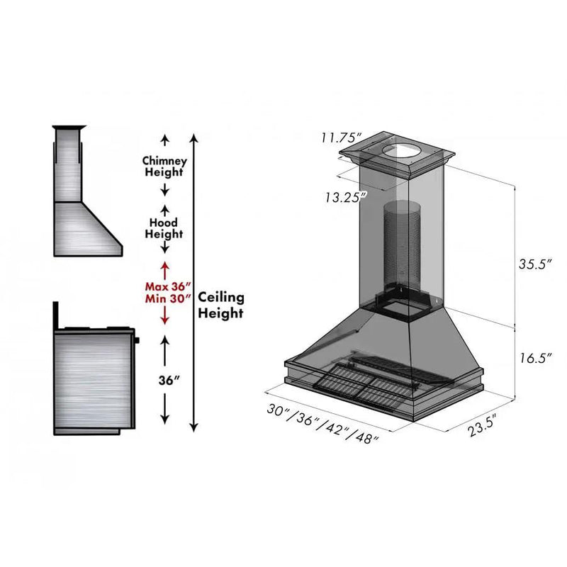 ZLINE 30" Designer Series Stainless Wall Mount Range Hood, 8656S-30 by Farmhouse Kitchen and Bath