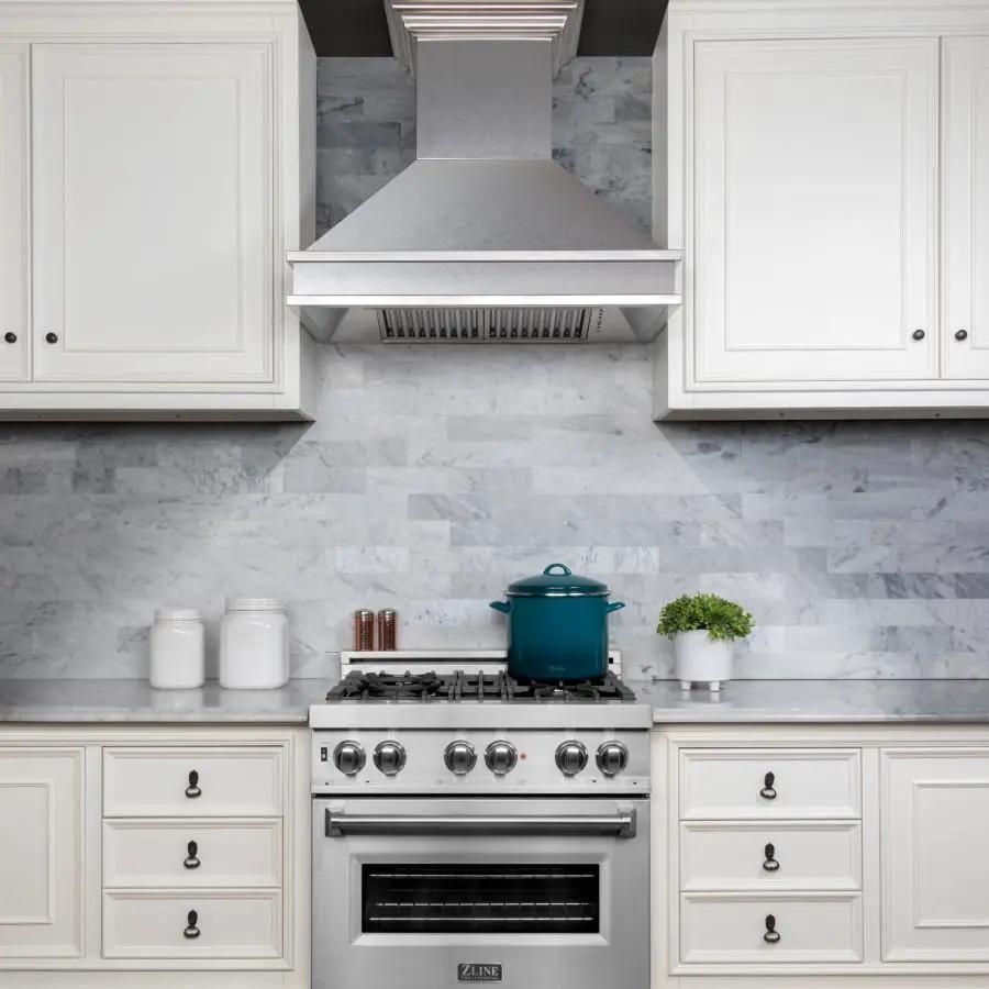 ZLINE 30" Designer Series Stainless Wall Mount Range Hood, 8656S-30 by Farmhouse Kitchen and Bath