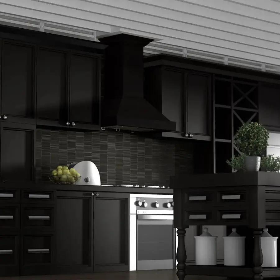 ZLINE 30" Designer Series Wooden Wall Range Hood in Black, KBCC-30 by Farmhouse Kitchen and Bath