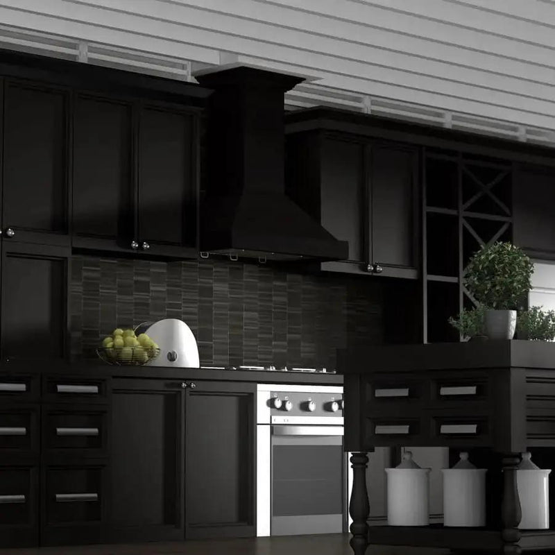 ZLINE 30" Designer Series Wooden Wall Range Hood in Black, KBCC-30 by Farmhouse Kitchen and Bath