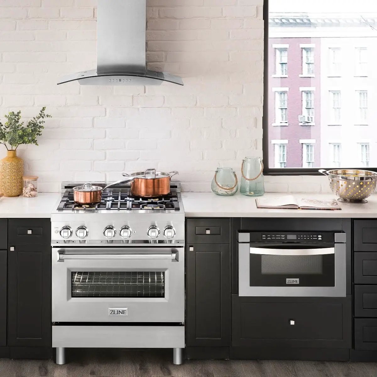 ZLINE 30" Dual Fuel Oven Range, Stainless Steel, Brass Burners, RA-BR-30 by Farmhouse Kitchen and Bath