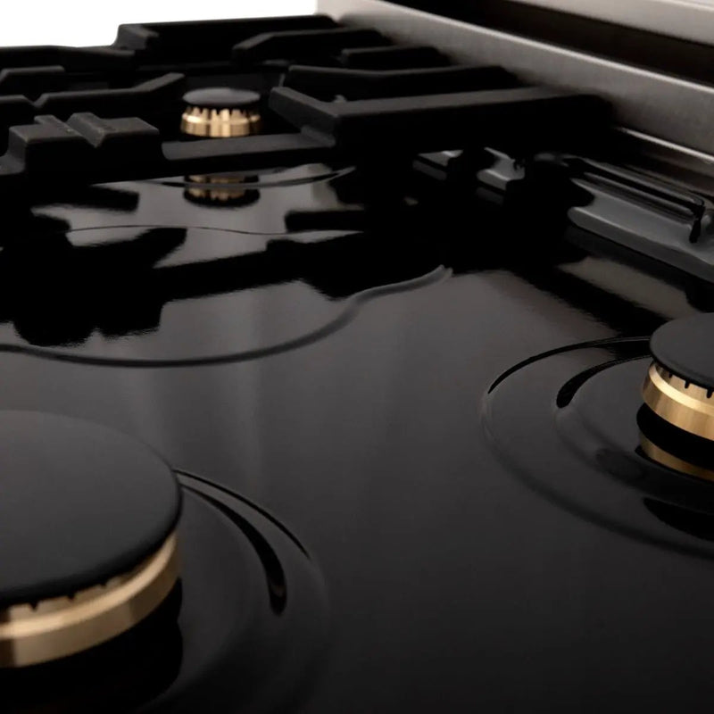 ZLINE 30" Dual Fuel Oven Range, Stainless Steel, Brass Burners, RA-BR-30 by Farmhouse Kitchen and Bath