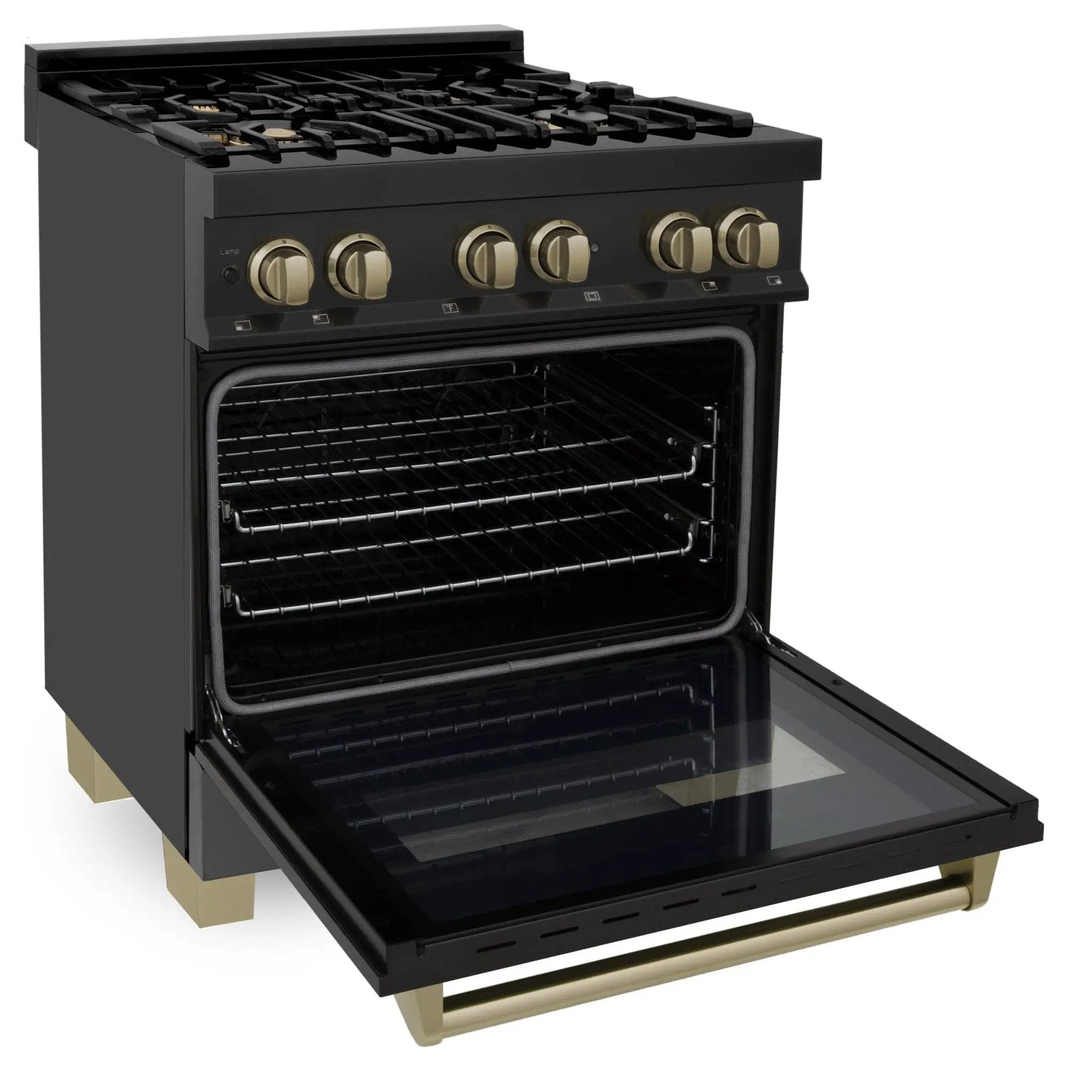 ZLINE 30" Dual Fuel Range, Black Stainless, Champagne Bronze, RABZ-30-CB by Farmhouse Kitchen and Bath