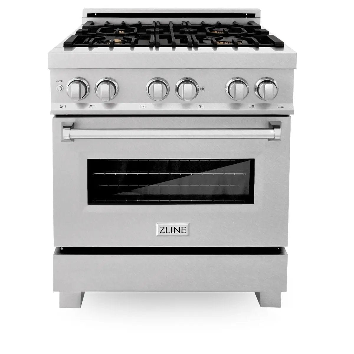 ZLINE 30" Dual Fuel Range, DuraSnow, Stainless, Brass Burners, RAS-SN-BR-30 by Farmhouse Kitchen and Bath