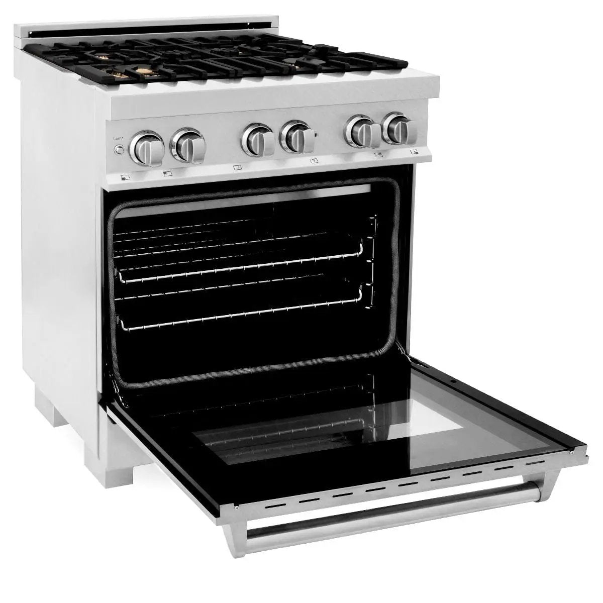 ZLINE 30" Dual Fuel Range, DuraSnow, Stainless, Brass Burners, RAS-SN-BR-30 by Farmhouse Kitchen and Bath