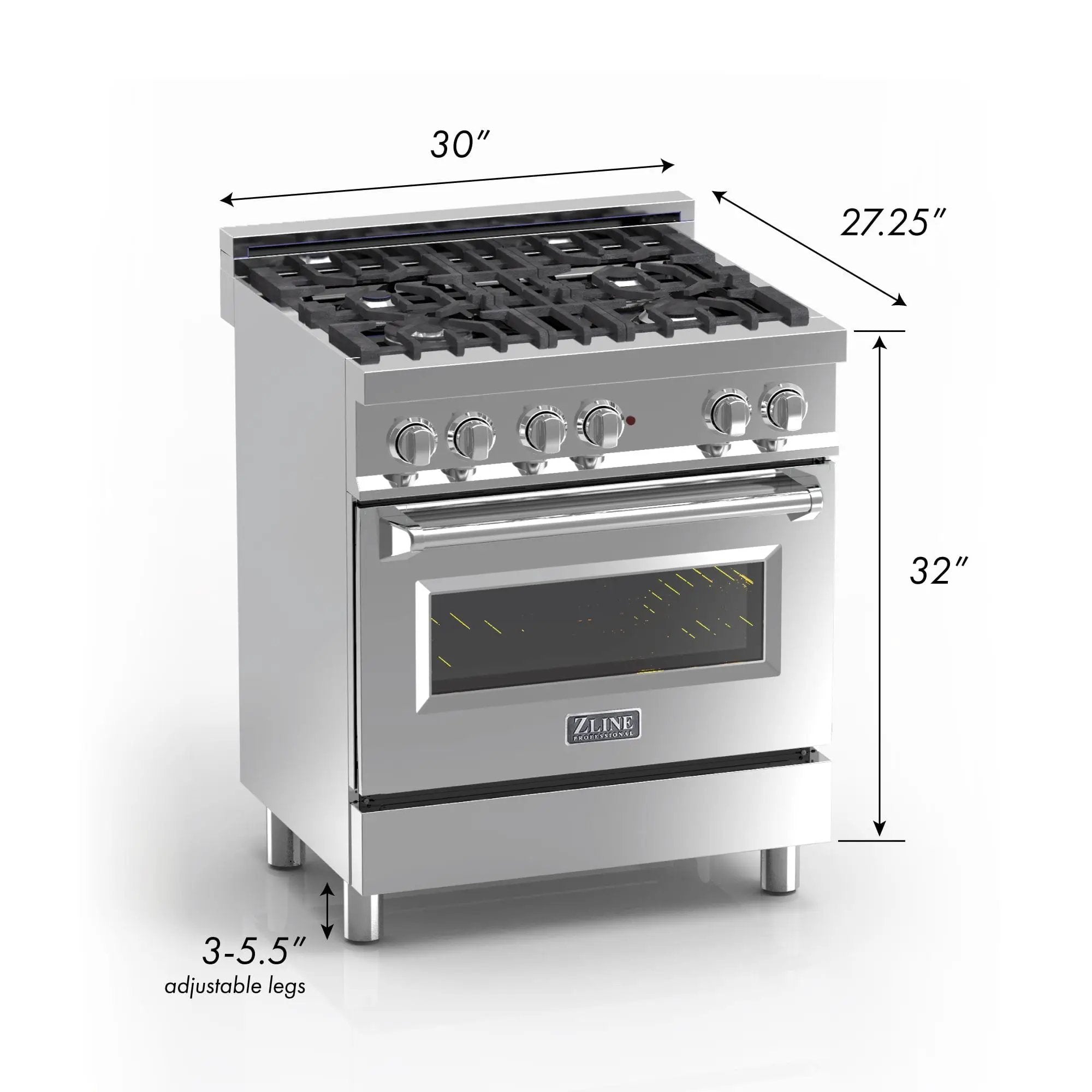 ZLINE 30" Dual Fuel Range, DuraSnow, Stainless, White Matte Door, RAS-WM-30 by Farmhouse Kitchen and Bath