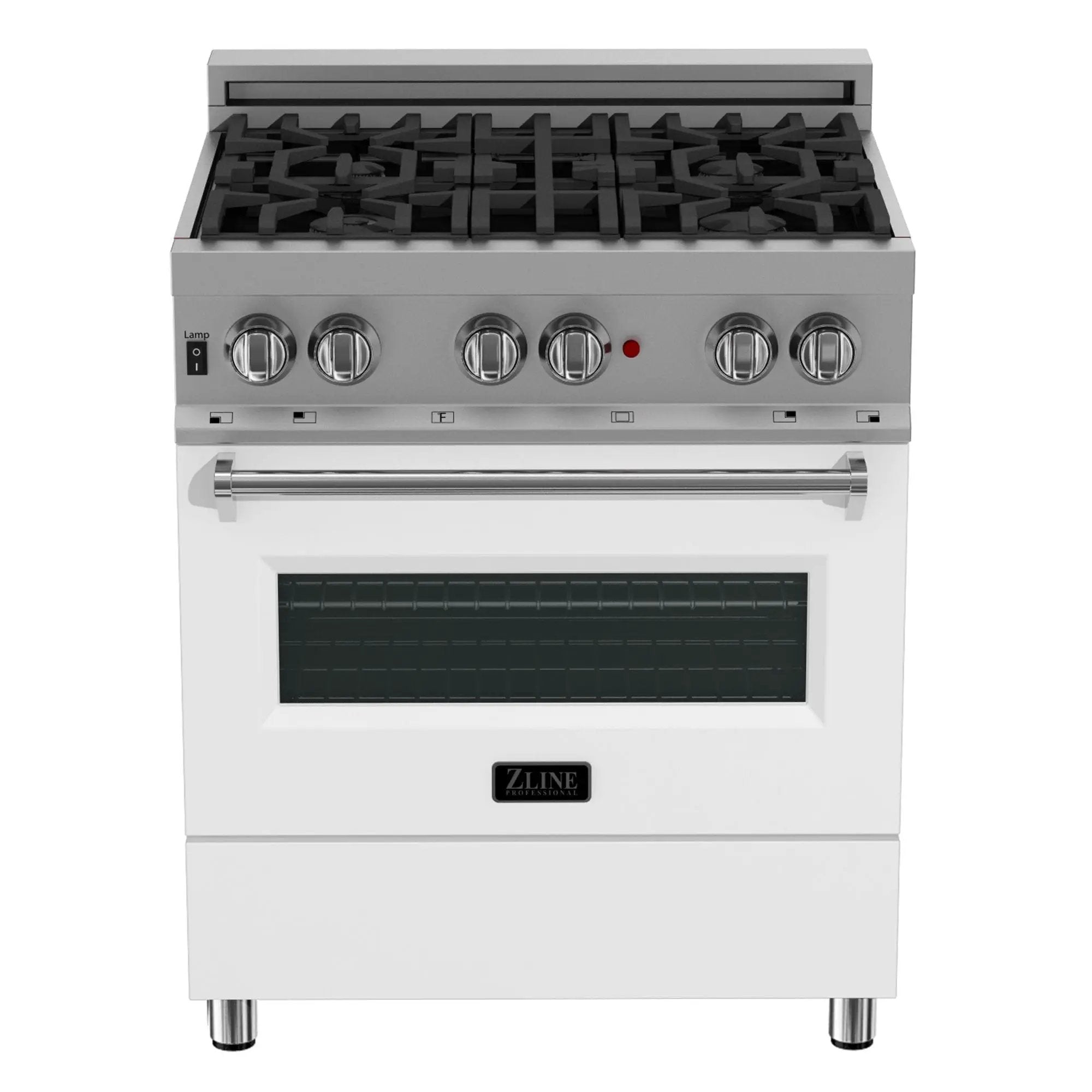 ZLINE 30" Dual Fuel Range, DuraSnow, Stainless, White Matte Door, RAS-WM-30 by Farmhouse Kitchen and Bath