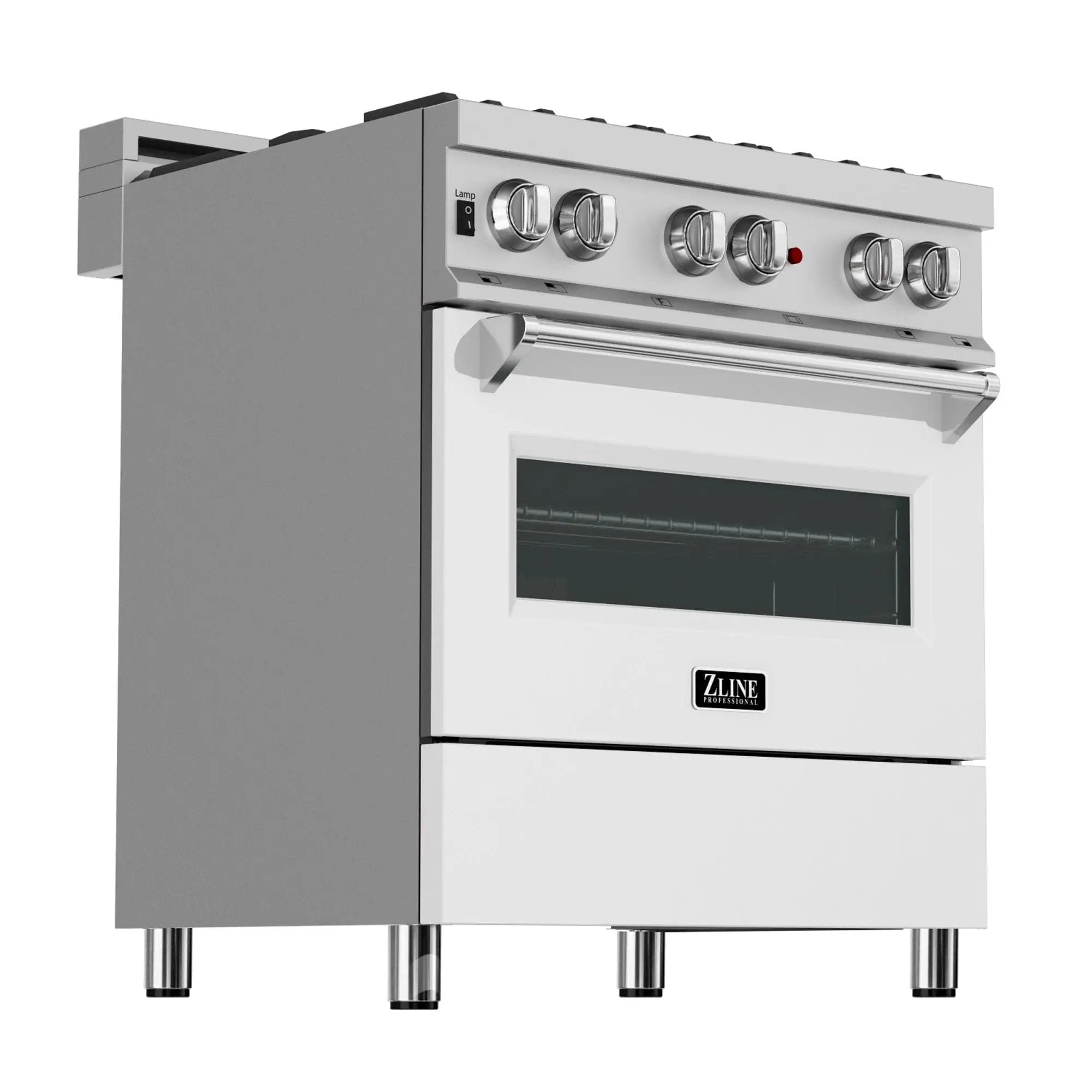 ZLINE 30" Dual Fuel Range, DuraSnow, Stainless, White Matte Door, RAS-WM-30 by Farmhouse Kitchen and Bath