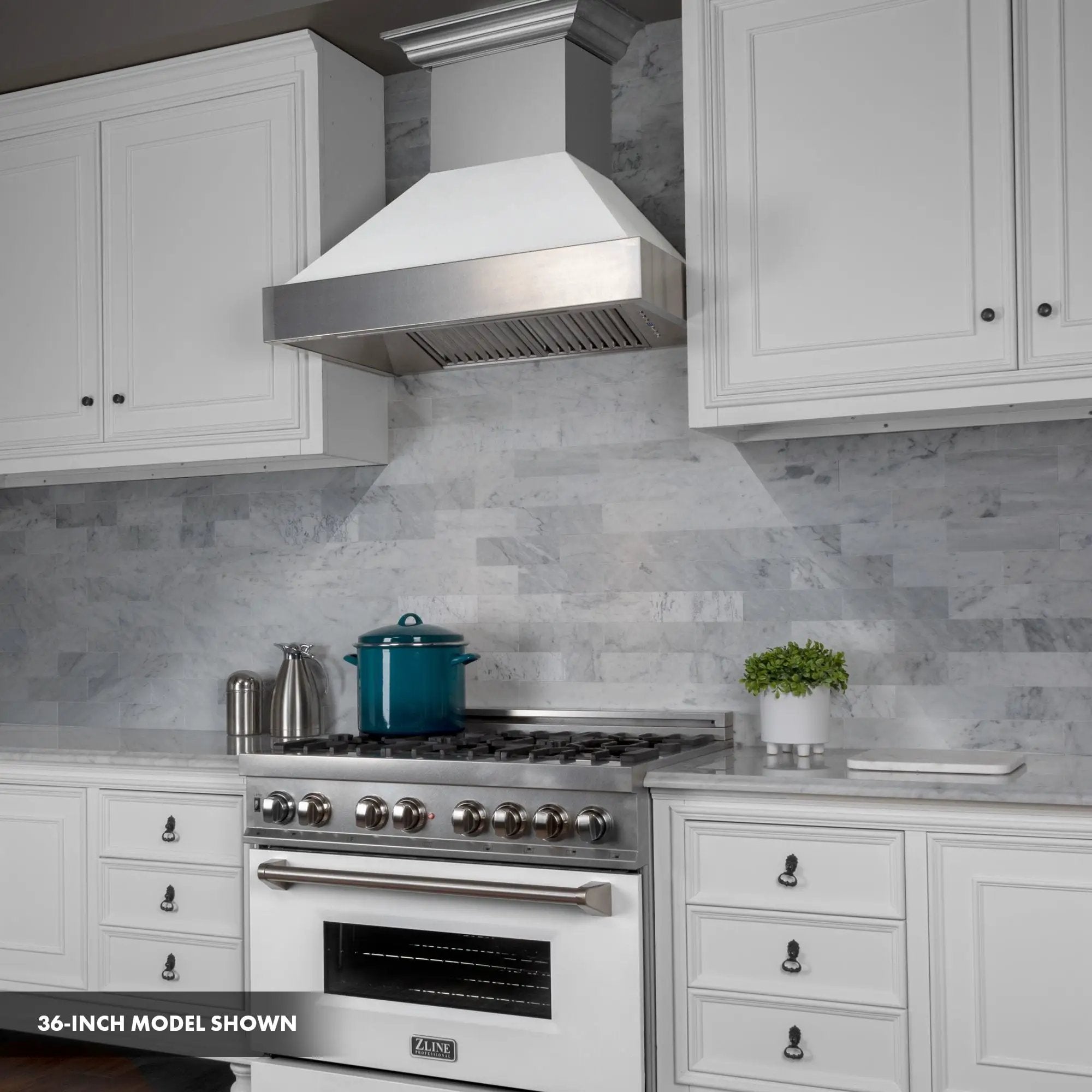 ZLINE 30" Dual Fuel Range, DuraSnow, Stainless, White Matte Door, RAS-WM-30 by Farmhouse Kitchen and Bath