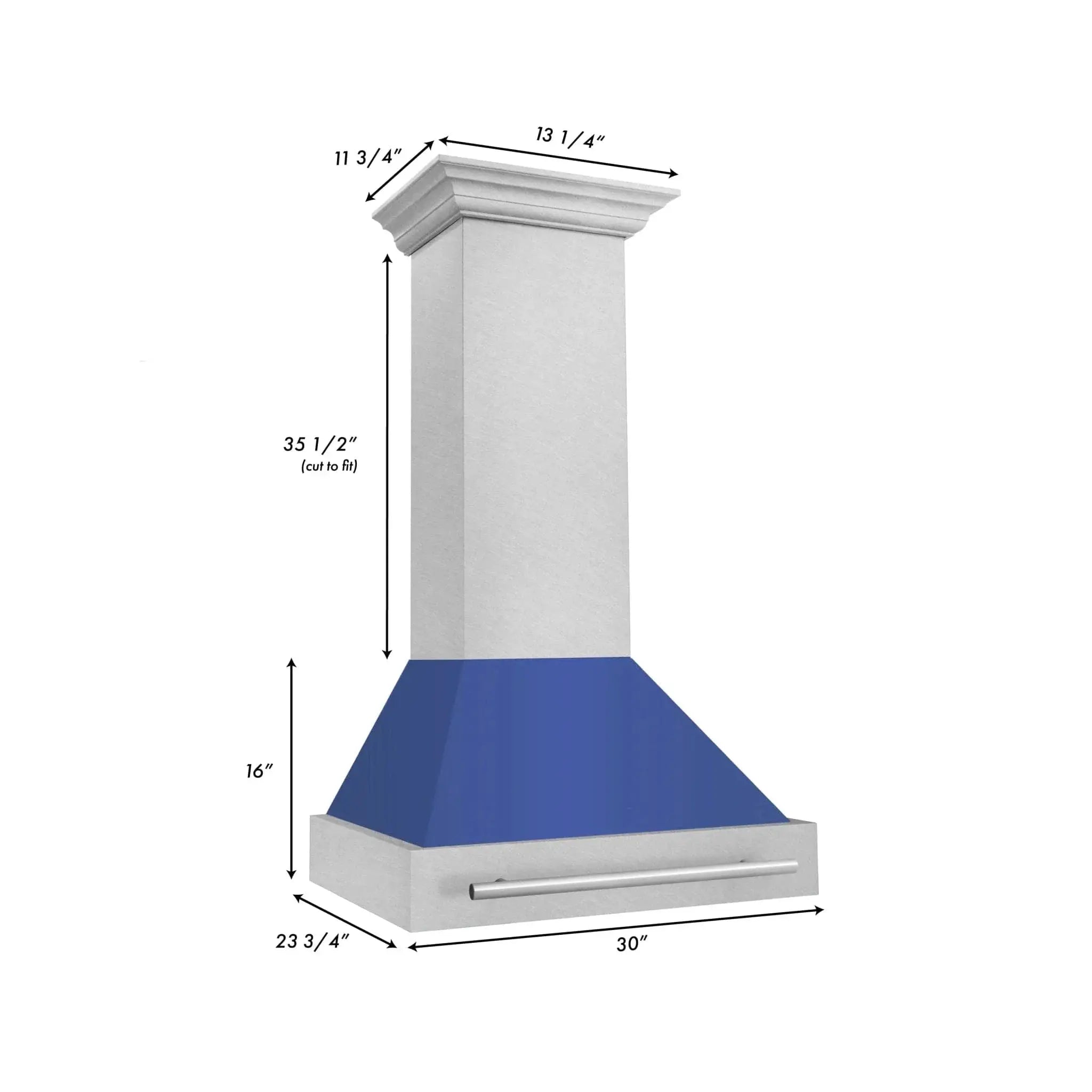 ZLINE 30" DuraSnow® Stainless Steel Range Hood with Color Shell Options 8654SNX-BM-30 by Farmhouse Kitchen and Bath