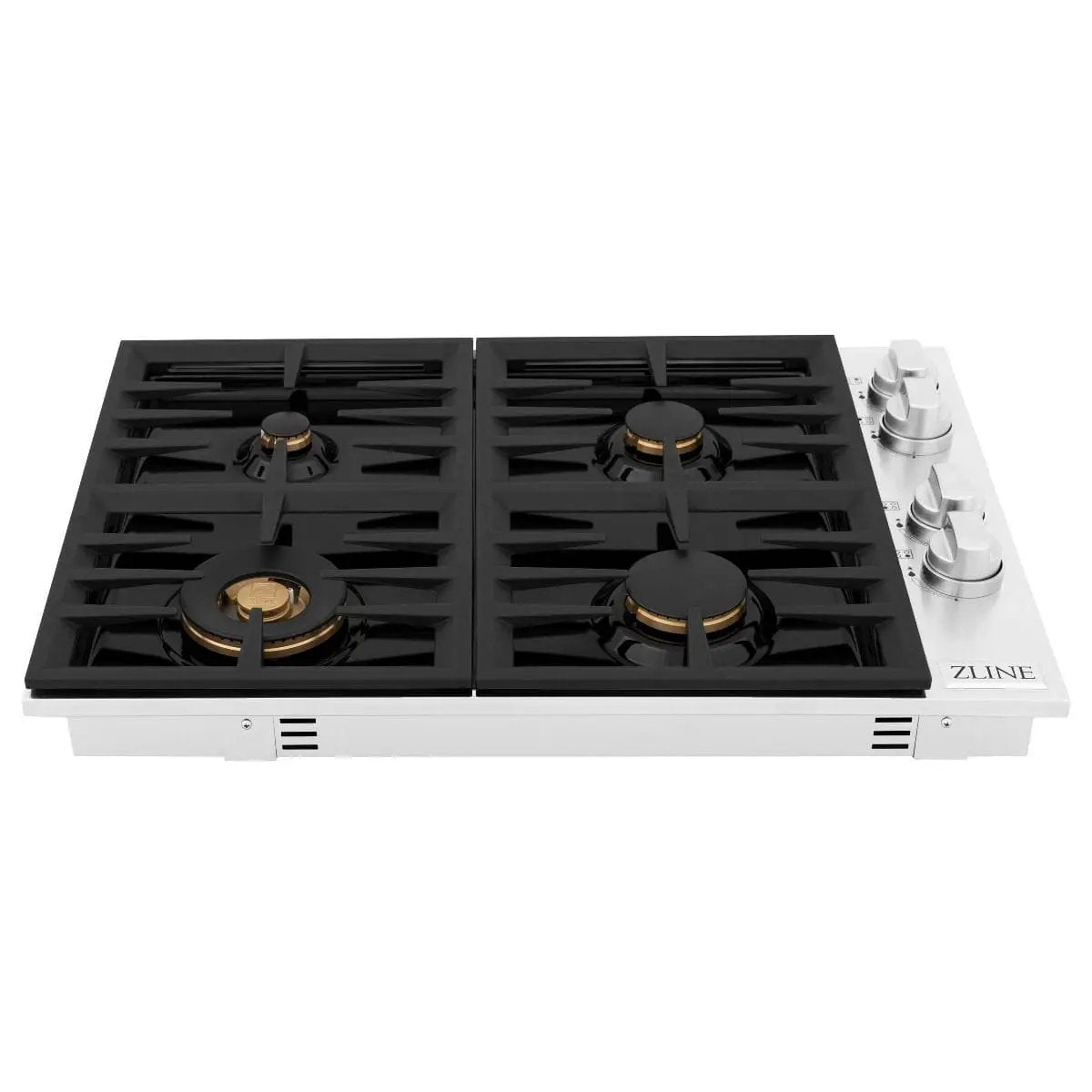 ZLINE 30" Gas Cooktop with 4 Gas Brass Burners and Black Porcelain Top RC-BR-30-PBT by Farmhouse Kitchen and Bath