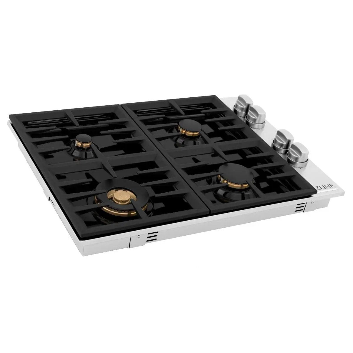 ZLINE 30" Gas Cooktop with 4 Gas Brass Burners and Black Porcelain Top RC-BR-30-PBT by Farmhouse Kitchen and Bath