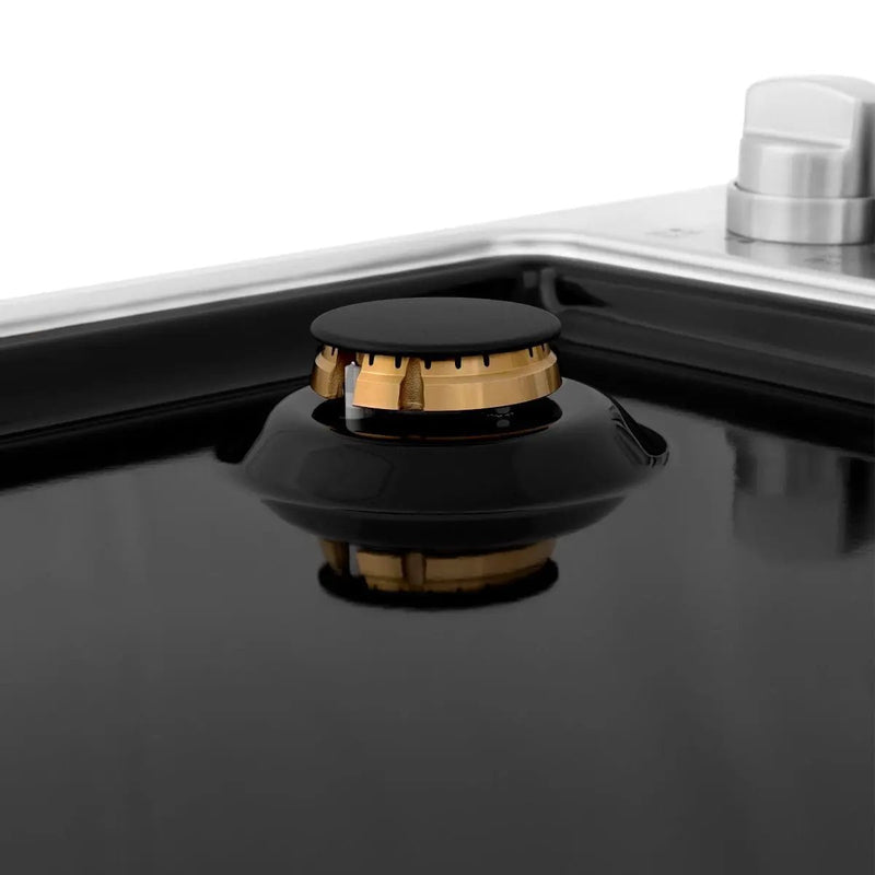 ZLINE 30" Gas Cooktop with 4 Gas Brass Burners and Black Porcelain Top RC-BR-30-PBT by Farmhouse Kitchen and Bath
