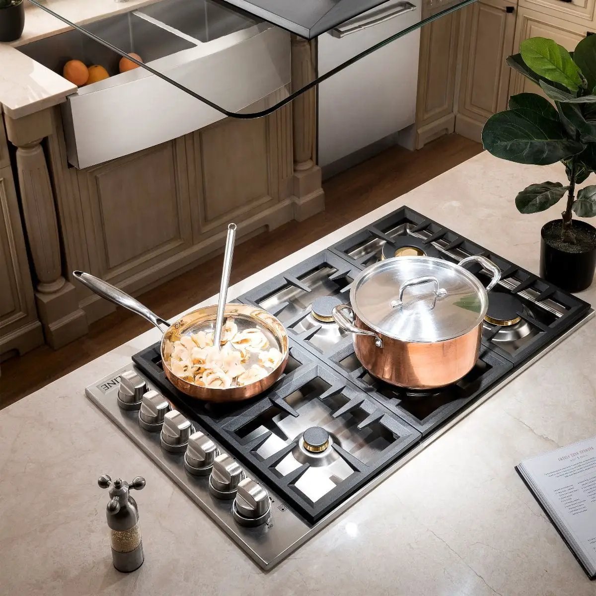 ZLINE 30" Gas Cooktop with 4 Gas Brass Burners RC-BR-30 by Farmhouse Kitchen and Bath