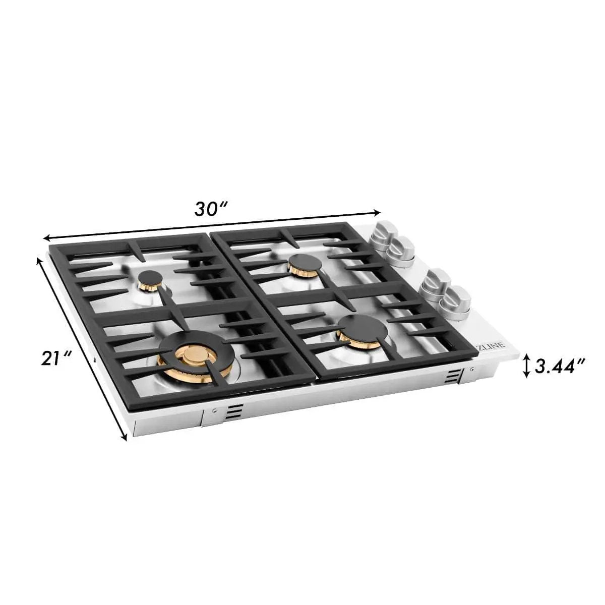 ZLINE 30" Gas Cooktop with 4 Gas Brass Burners RC-BR-30 by Farmhouse Kitchen and Bath