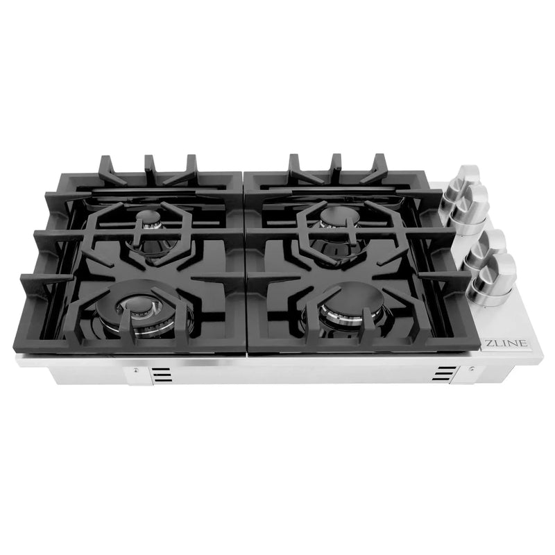 ZLINE 30" Gas Cooktop with 4 Gas Burners and Black Porcelain Top RC30-PBT by Farmhouse Kitchen and Bath