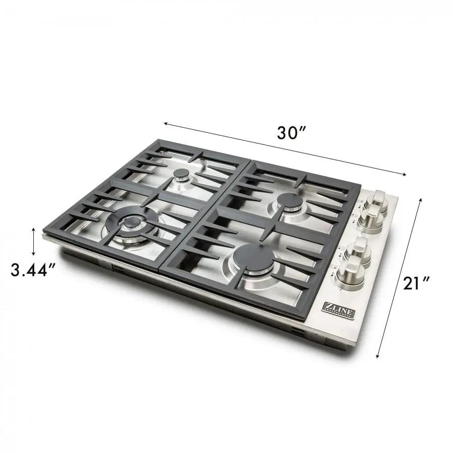 ZLINE 30" Gas Cooktop with 4 Gas Burners RC30 by Farmhouse Kitchen and Bath