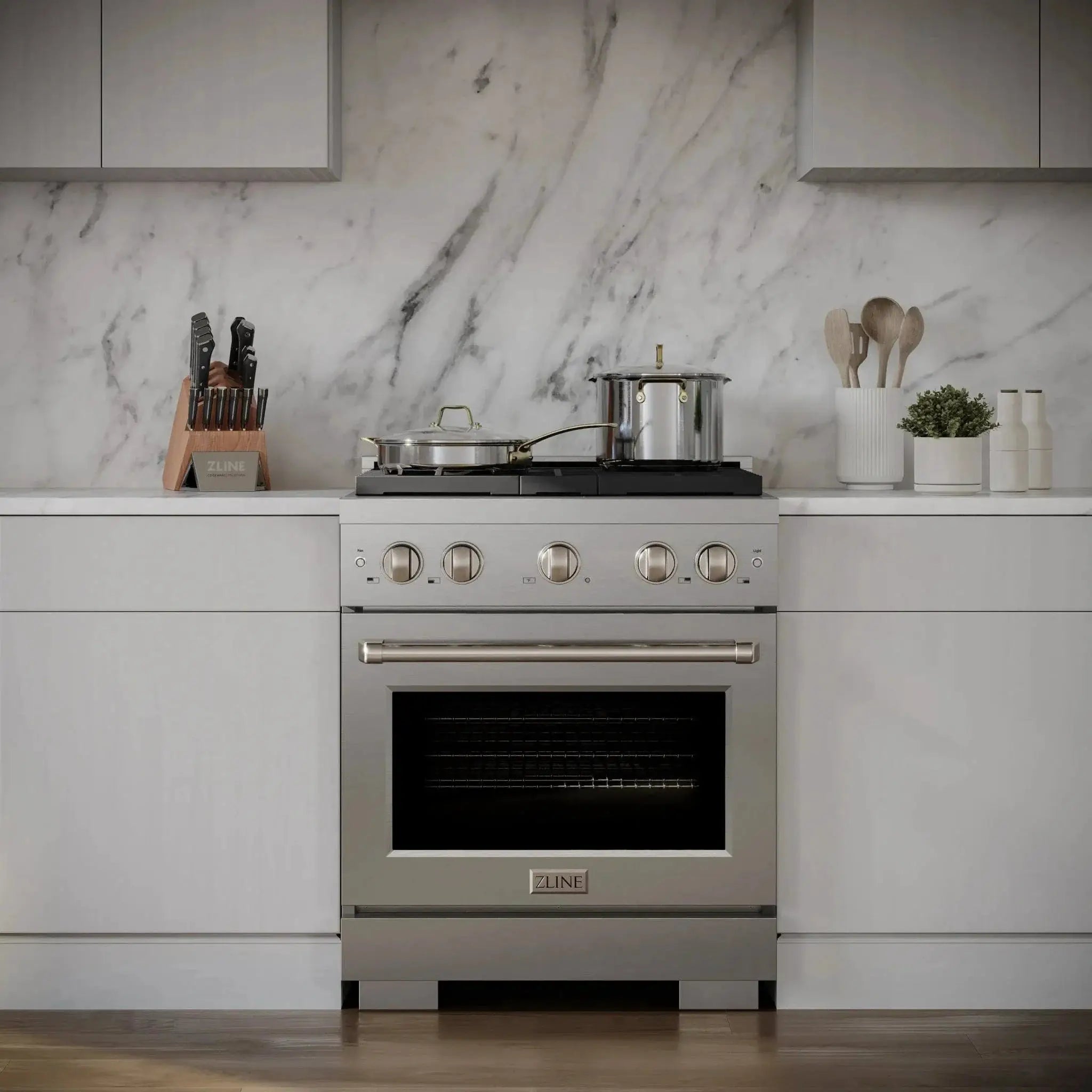 ZLINE 30 In. Gas Range, Stainless Steel w/ Brass Burners, SGR-BR-30 by Farmhouse Kitchen and Bath