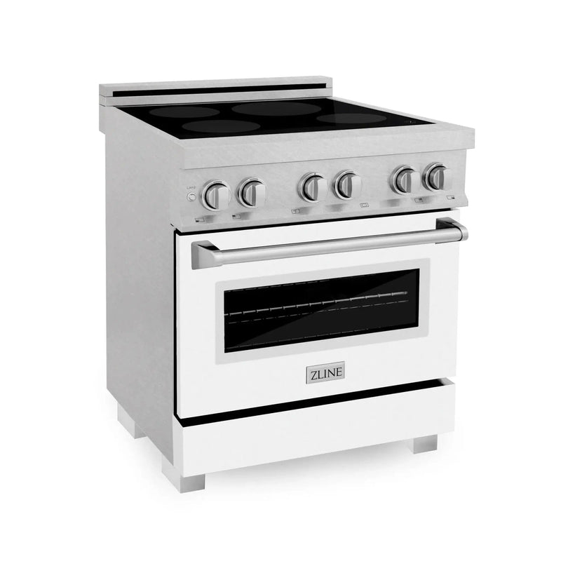 ZLINE 30" Induction Range in DuraSnow with a 4 Element Stove and Electric Oven RAINDS-WM-30 by Farmhouse Kitchen and Bath