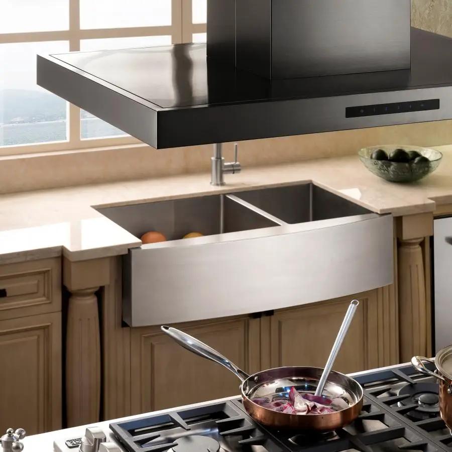 ZLINE 30" Island Mount Range Hood in Black Stainless Steel (BSKE2iN-30) by Farmhouse Kitchen and Bath