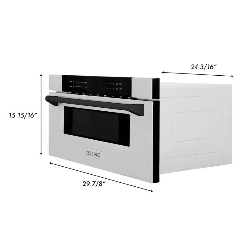 ZLINE 30" Microwave Drawer, Stainless Steel, Black MWDZ-30-MB by Farmhouse Kitchen and Bath