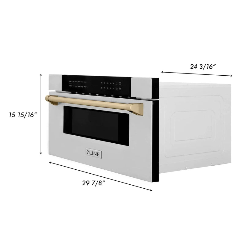 ZLINE 30" Microwave Drawer, Stainless Steel, Gold MWDZ-30-G by Farmhouse Kitchen and Bath