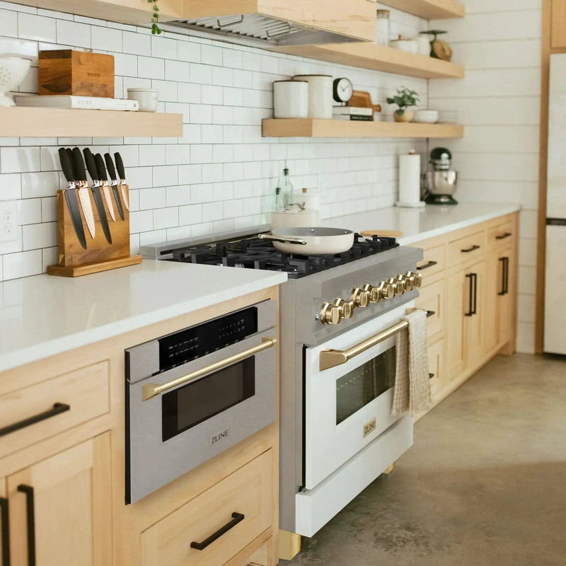 ZLINE 30" Microwave Drawer, Stainless Steel, Gold MWDZ-30-SS-G by Farmhouse Kitchen and Bath
