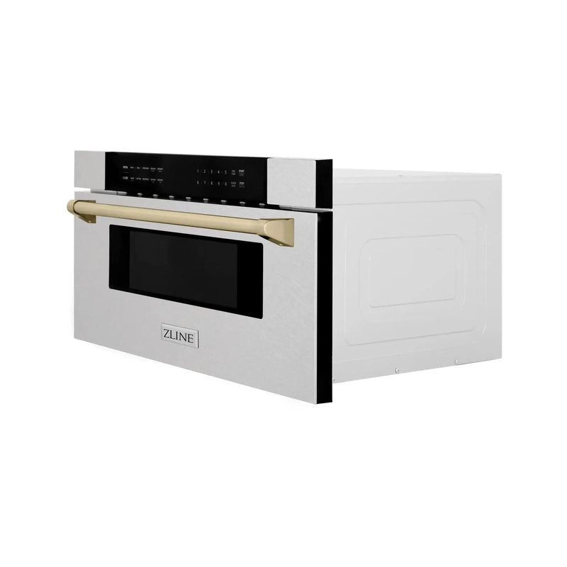 ZLINE 30" Microwave Drawer, Stainless Steel, Gold MWDZ-30-SS-G by Farmhouse Kitchen and Bath
