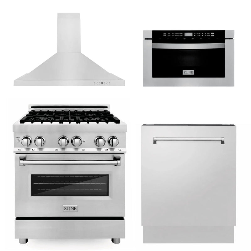 ZLINE 30 " Package Range RA30, Range Hood KB, Microwave MWD-1 , Dishwasher DWV-24, 4KP-RARH30-MWDWV by Farmhouse Kitchen and Bath