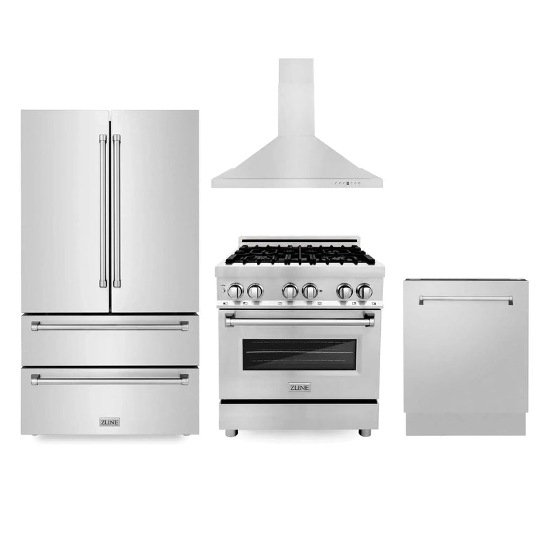 ZLINE 30 " Package Refrigerator, Range,Range Hood , Dishwasher, 4KPR-RARH30-DWV by Farmhouse Kitchen and Bath