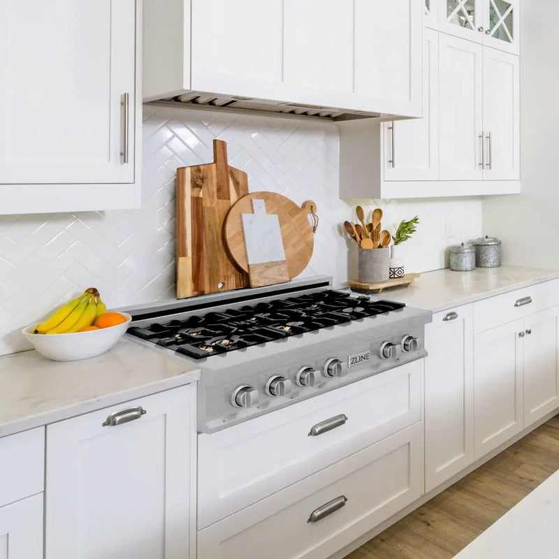ZLINE 30" Porcelain Rangetop, DuraSnow®, 4 Brass Burners, RTS-BR-30 by Farmhouse Kitchen and Bath