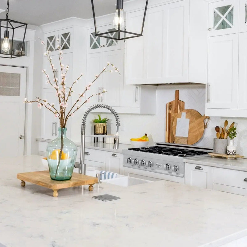 ZLINE 30" Porcelain Rangetop, DuraSnow®, 4 Brass Burners, RTS-BR-30 by Farmhouse Kitchen and Bath
