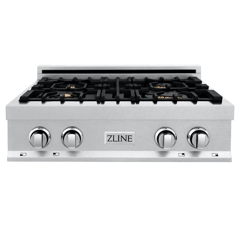 ZLINE 30" Porcelain Rangetop, DuraSnow®, 4 Brass Burners, RTS-BR-30 by Farmhouse Kitchen and Bath