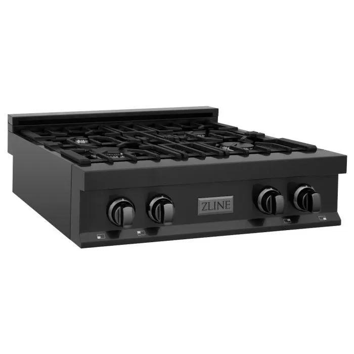 ZLINE 30" Porcelain Rangetop in Black Stainless, 4 Gas Burners, RTB-30 by Farmhouse Kitchen and Bath
