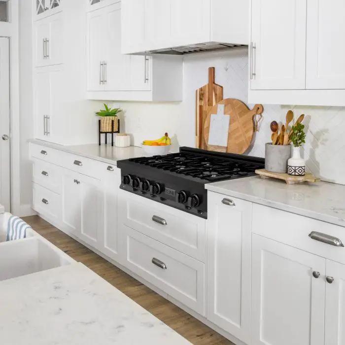 ZLINE 30" Porcelain Rangetop in Black Stainless, 4 Gas Burners, RTB-30 by Farmhouse Kitchen and Bath