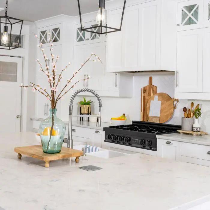 ZLINE 30" Porcelain Rangetop in Black Stainless, 4 Gas Burners, RTB-30 by Farmhouse Kitchen and Bath