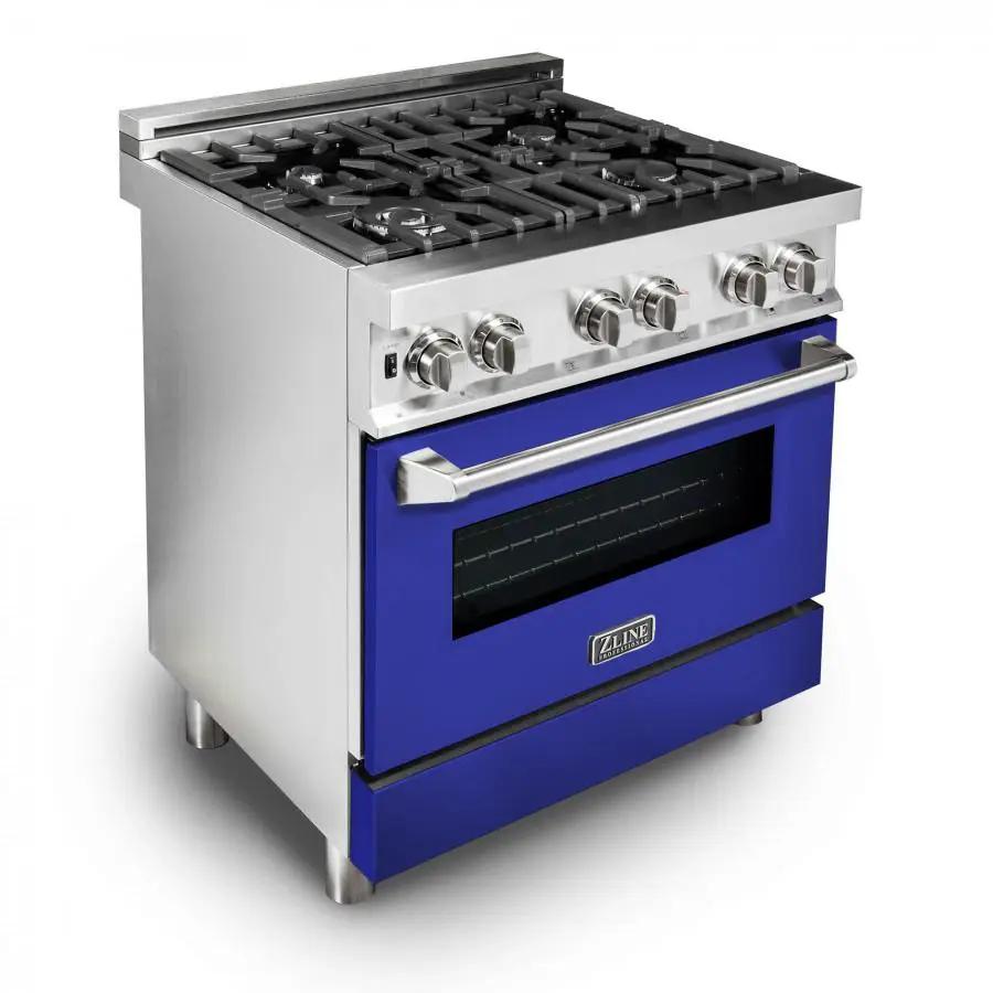 ZLINE 30" Professional Dual Fuel Range, Blue Matte Door, RA-BM-30 by Farmhouse Kitchen and Bath