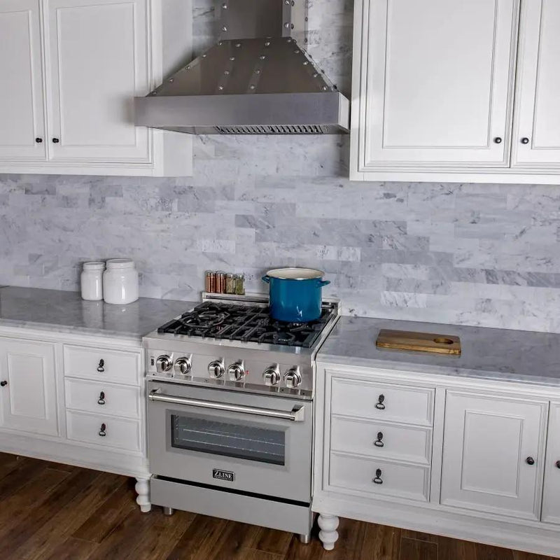 ZLINE 30" Professional Dual Fuel Range, Snow Finish Door, RA-SN-30 by Farmhouse Kitchen and Bath