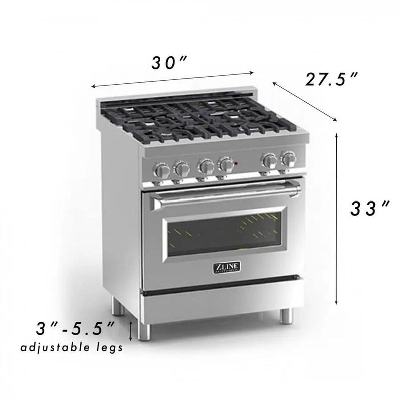 ZLINE 30" Professional Dual Fuel Range, Snow Finish Door, RA-SN-30 by Farmhouse Kitchen and Bath