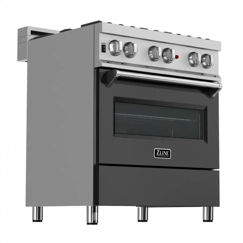 ZLINE 30" Professional Dual Fuel Range, Snow Stainless, Black Matte Door, RAS-BLM-30 by Farmhouse Kitchen and Bath