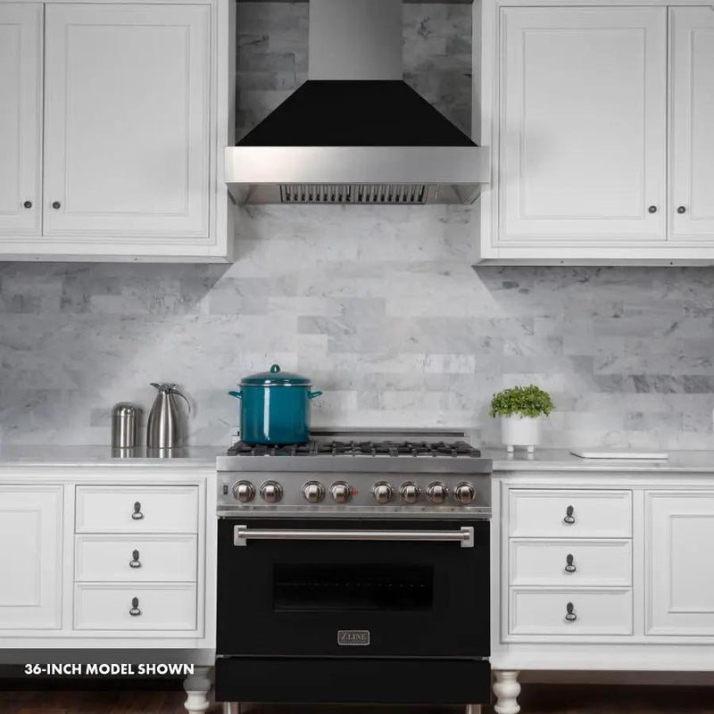 ZLINE 30" Professional Dual Fuel Range, Snow Stainless, Black Matte Door, RAS-BLM-30 by Farmhouse Kitchen and Bath