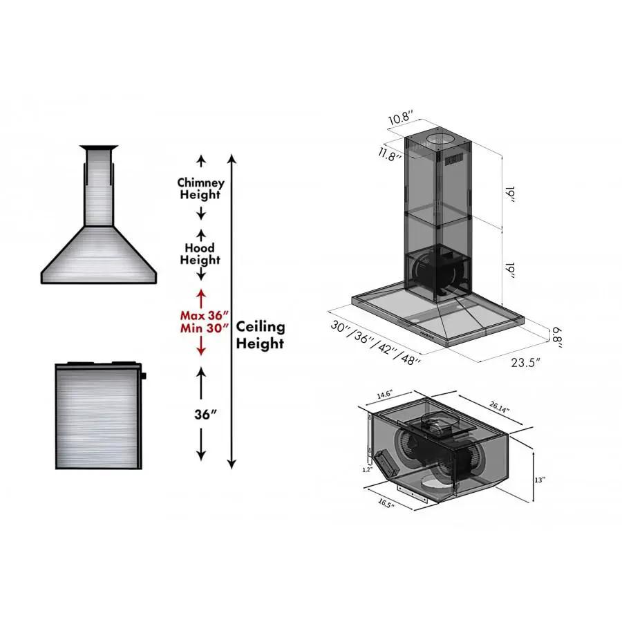 ZLINE 30" Remote Dual Blower Stainless Island Range Hood, GL2i-RD-30 by Farmhouse Kitchen and Bath