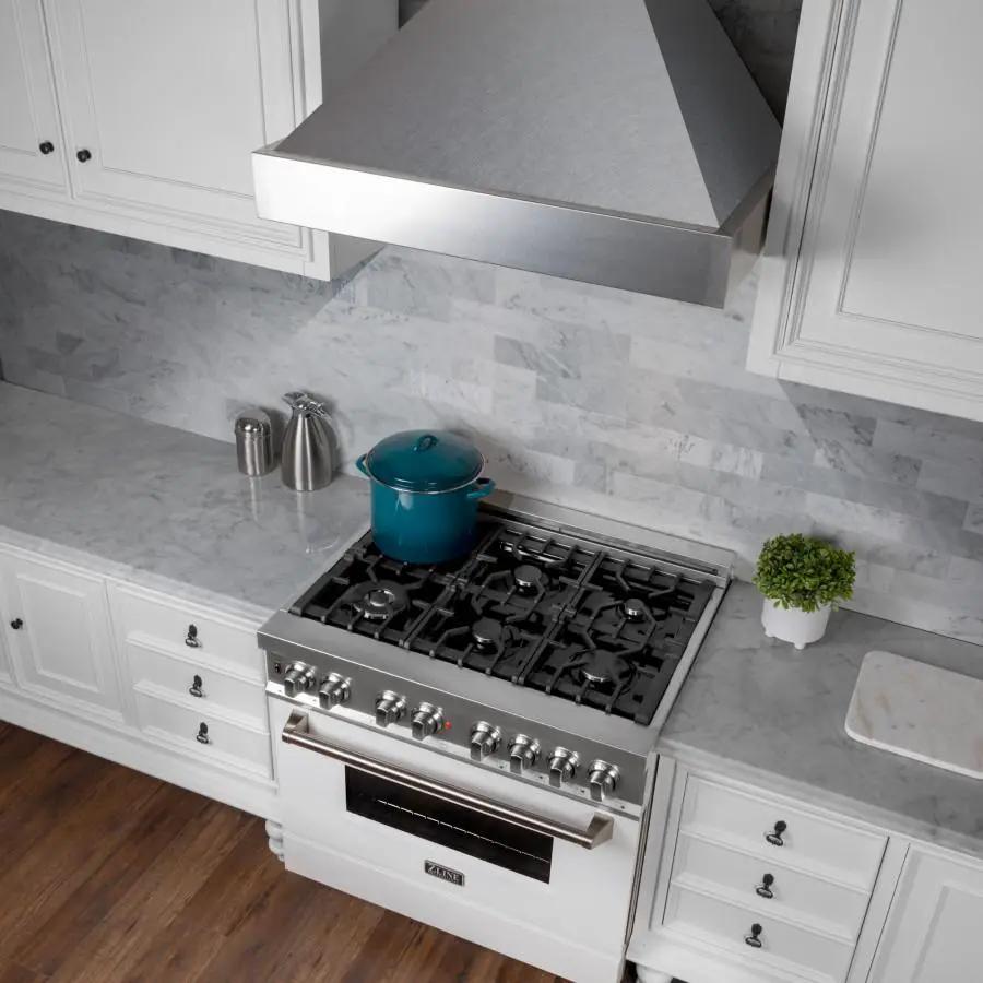 ZLINE 30" Snow Finish Stainless Range Hood with Snow Finish Shell, 8654SN-30 by Farmhouse Kitchen and Bath