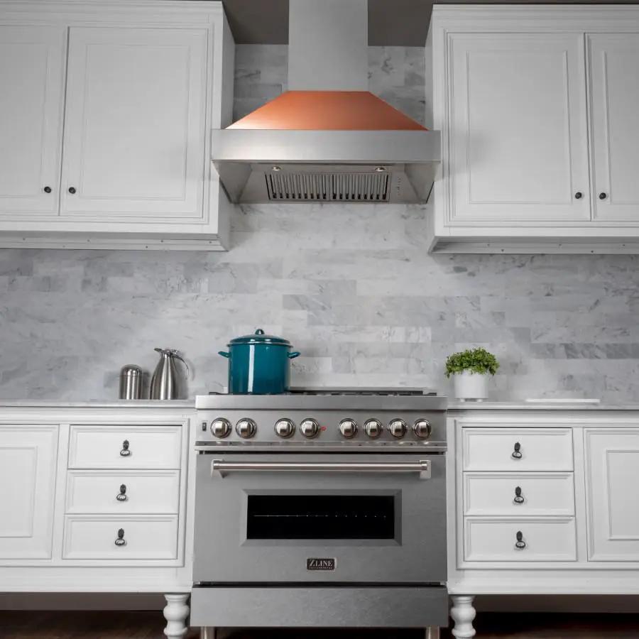 ZLINE 30" Snow Finish Wall Range Hood, Copper Shell, 8654C-30 by Farmhouse Kitchen and Bath