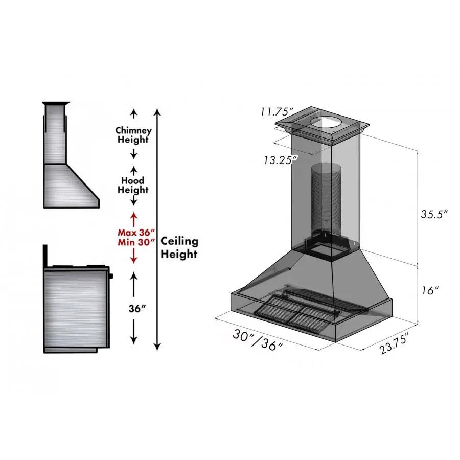 ZLINE 30" Snow Finish Wall Range Hood, Copper Shell, 8654C-30 by Farmhouse Kitchen and Bath