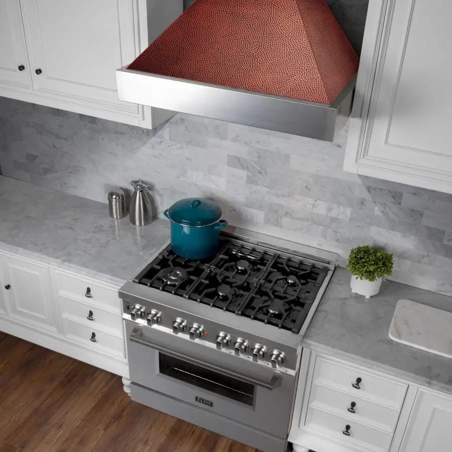 ZLINE 30" Snow Finish Wall Range Hood, Hammered Copper Shell, 8654HH-30 by Farmhouse Kitchen and Bath