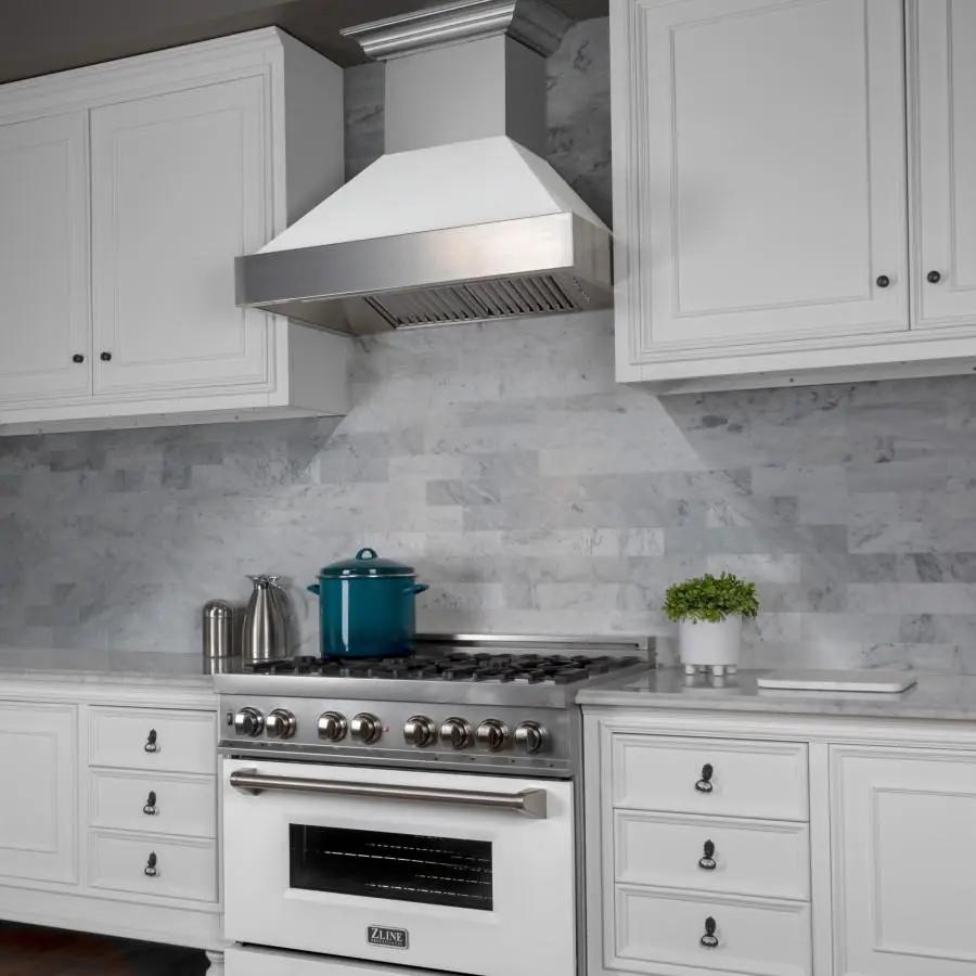 ZLINE 30" Snow Finish Wall Range Hood, White Matte Shell, 8654WM-30 by Farmhouse Kitchen and Bath