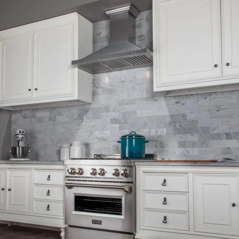 ZLINE 30" Snow Finished Stainless Steel Wall Mount Range Hood, 8KBS-30 by Farmhouse Kitchen and Bath