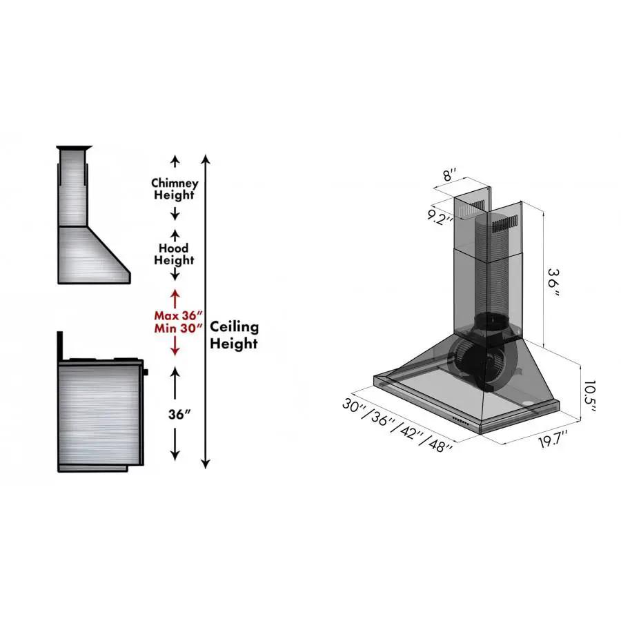 ZLINE 30" Snow Finished Stainless Steel Wall Mount Range Hood, 8KBS-30 by Farmhouse Kitchen and Bath