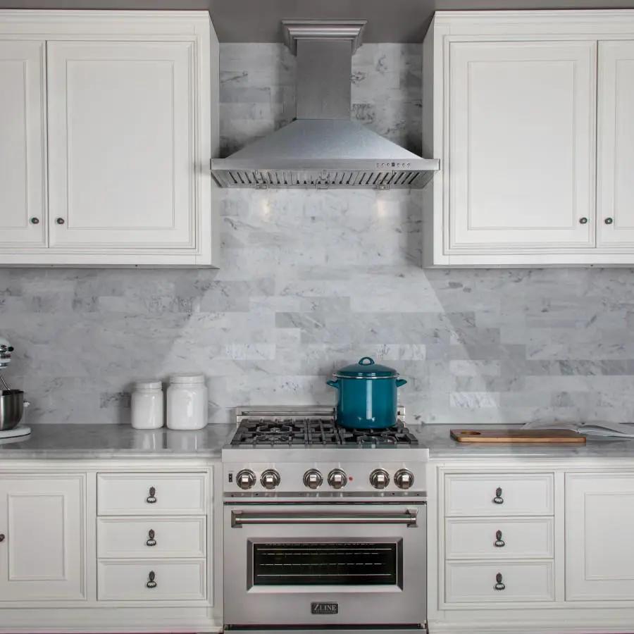 ZLINE 30" Snow Finished Stainless Steel Wall Mount Range Hood, 8KBS-30 by Farmhouse Kitchen and Bath